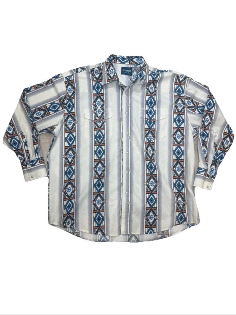 Wrangler Aztec Checotah Western Cowboy Long Sleeve Pearl Snap Shirt Men’s XXL